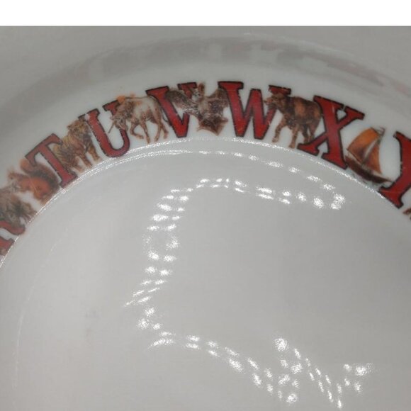 Alphabet-Themed Ceramic Dish Made In Thuringia Vintage White Bowl With Red Lette - Picture 6 of 7